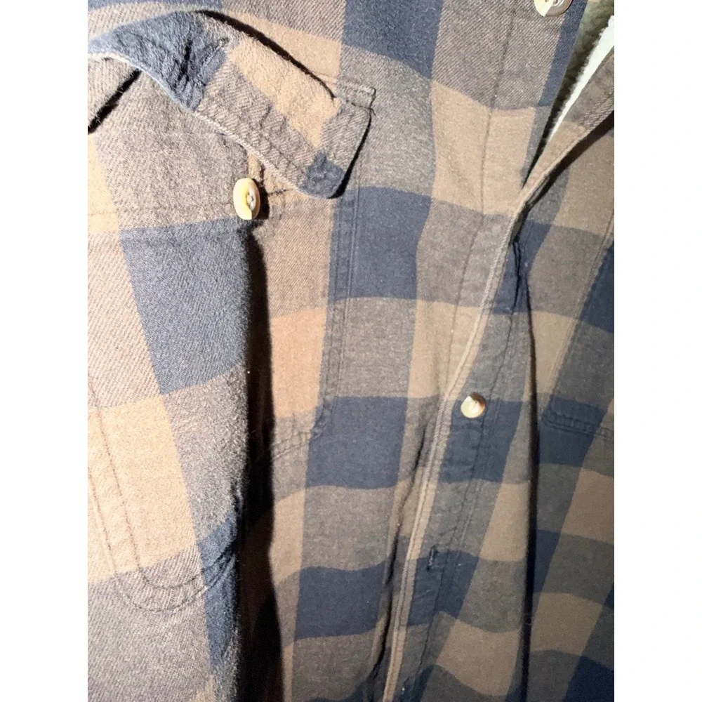 RedHead Mens Sherpa Lined Flannel Shirt Jacket Brown Black Buffalo Plaid XL
